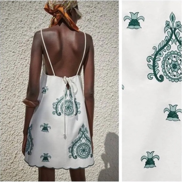 Zara Embroidered Mini Dress - Picture 3 of 16
